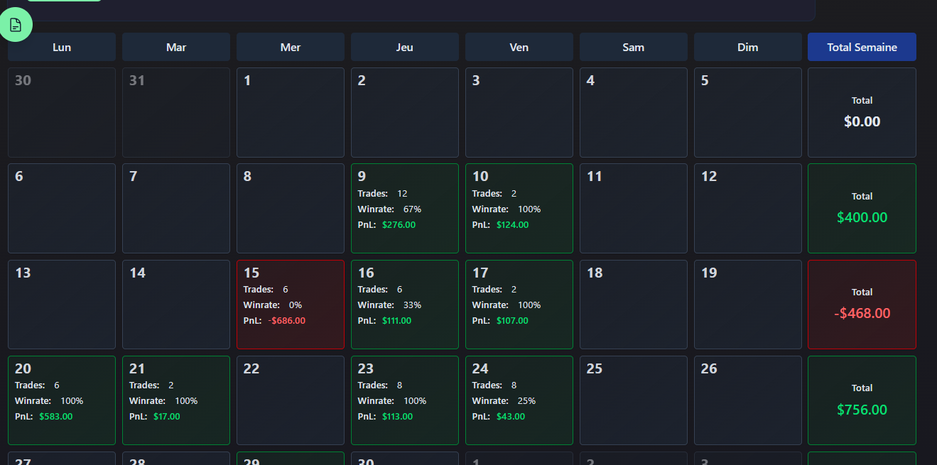 Vue calendrier